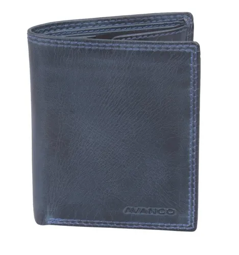 GlücksNugget Kombibörse im Hochformat aus Leder - Stilvolle Kombibörse aus blau schattiertem Leder für optimale Karten- und Geldaufbewahrung. Mit RFID-Schutz und kompakter Größe ideal für den Alltag und Geschäftsleben.