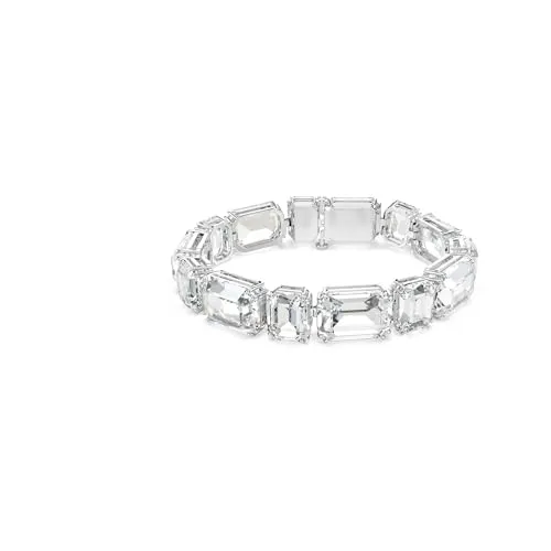 Swarovski Millenia Tennis Armband, Oktagon-Schliff, Weiß, Rhodiniert, M - Elegantes Damenarmband mit rhodiniertem Design und funkelnden klaren Kristallen im Oktagon-Schliff. Perfekt für jeden Anlass, um Ihren Look zu veredeln.