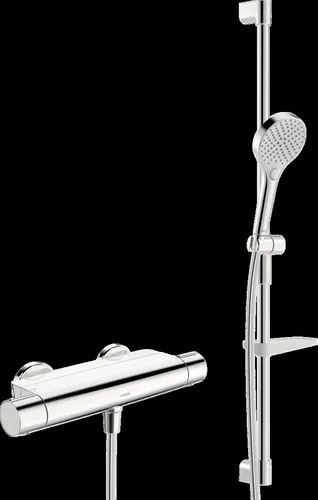 Hansa 48130331 Brausebatt. m. Brausegarnitur - Duscharmatur mit Thermostat und Eco-Funktion für optimale Wassermenge, ausgestattet mit variablen Strahlarten für ein individuelles Duscherlebnis.