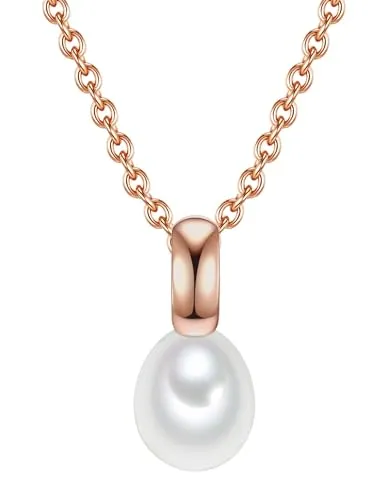 Valero Pearls Silberkette mit Süßwasser-Zuchtperlen in Roségold - Elegante Ankerkette aus hochglanzpoliertem Sterling Silber, verziert mit edlen Süßwasser-Zuchtperlen – der perfekte Schmuck für jeden Anlass.