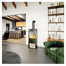 Kaminofen Haas & Sohn Wien-III 7 kW mit Holzfach - Schwarz - Der elegante Kaminofen WIEN-III bietet eine beeindruckende Sicht auf das Feuer durch seine großzügige Glasfront und die seitlichen Flächen. Mit einem praktischen Holzlagerraum sorgt er für Ordnung und Komfort in Ihrem Wohnraum.