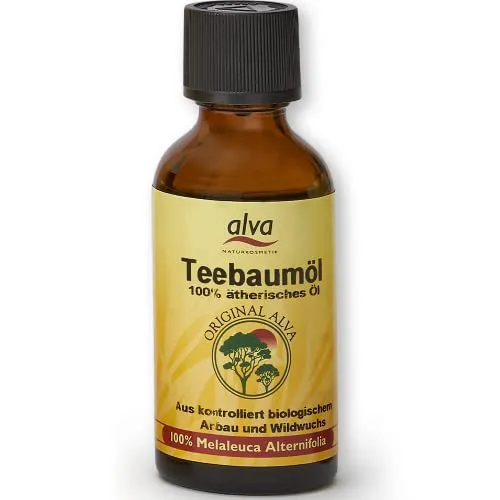 alva® Naturkosmetik - 100 ml Teebaumöl (Australien) - antimikrobiellen Wirkung -Kaltgepresst Tea Tree Oil für Gesicht, Haut, und Nagel Anti Pickel, gegen Unreine Haut Ätherische Öle für Diffuser