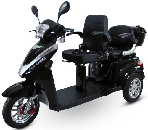 Seniorenmobil Eco Engel 503 Schwarz mit herausnehmbarem Akku - 3-Rad Elektromobil mit herausnehmbarem Lithium-Ionen Akku. Ideal für den täglichen Einsatz, ausgestattet mit LED Scheinwerfer und gepolsterter Armlehne. Maximale Belastbarkeit: 150 kg.