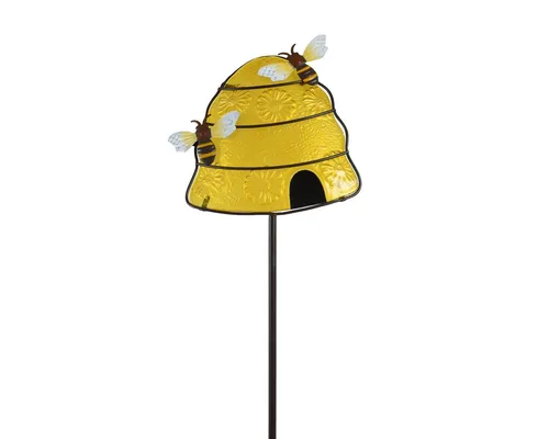 Decoris season decorations Dekoobjekt, Gartenstecker Bienenstock Metall Blumenstecker 86cm Gelb