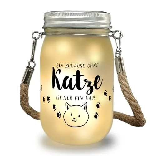 speecheese Katze Solarlicht mit Spruch Ein Zuhause ohne Katze ist nur ein Haus ein liebevolles Dekolicht für Katzenbesitzer Frauen Geburtstag Dekolampe Einmachglas Haustier Spruch