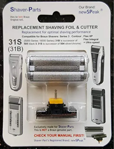 Braun Elektrorasierer Ersatz Scherteil 31S (504 Silber) für Series 3