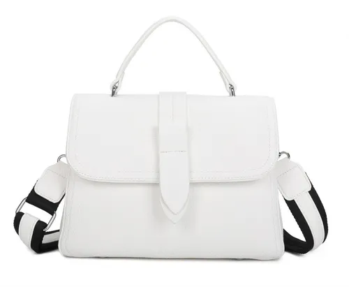 ITALYSHOP24 Schultertasche DAMEN TASCHE MINI Shopper Bodybag Umhängetasche Clutch Crossover klein (Spar-Set:Tasche mit Gurt, silber Details, 2-tlg., mit Henkel & Schultergurt), Crossbag Messenger Handy Smartphone Freizeit Abend Damentasche Reise