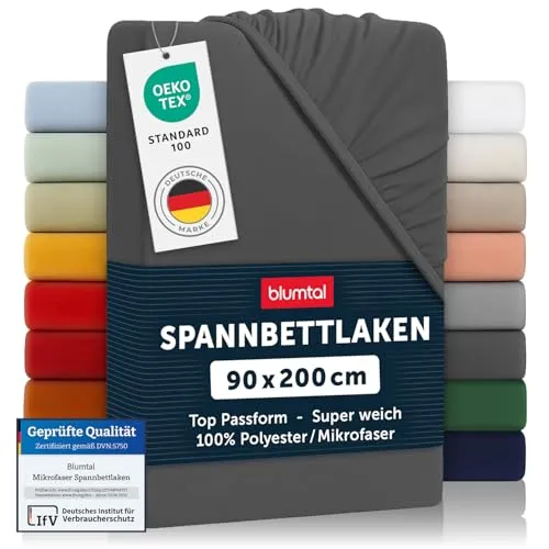 Blumtal Spannbettlaken aus Mikrofaser - OEKO-TEX® zertifiziert - Spannbettlaken aus hochwertiger Mikrofaser, atmungsaktiv und superweich. Ideal für Matratzen bis 30 cm Höhe, mit rundum Gummizug für perfekten Halt. Waschbar bei 40-60°C, für einen angenehmen Schlaf.