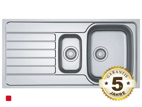Franke SKX 251 Einbauspüle Edelstahl - Moderne Einbauspüle aus Edelstahl mit praktischer Abtropffläche, ideal für jede Küche. Maße: 1000 x 500 mm, 2 Armaturenlöcher, flächenbündige Montage möglich.