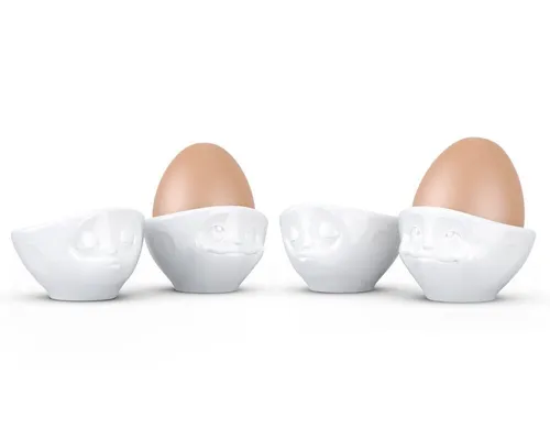 Eierbecher Set weiß TV Tasse 4fach küssend verträumt in weiß von 58products