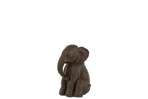 J-Line Elefant Sitzend - Polyresin - Dunkelbraun