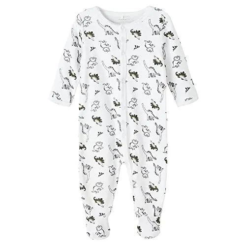NAME IT Baby Strampler mit Dino Print mit Knöpfen Bright White-62
