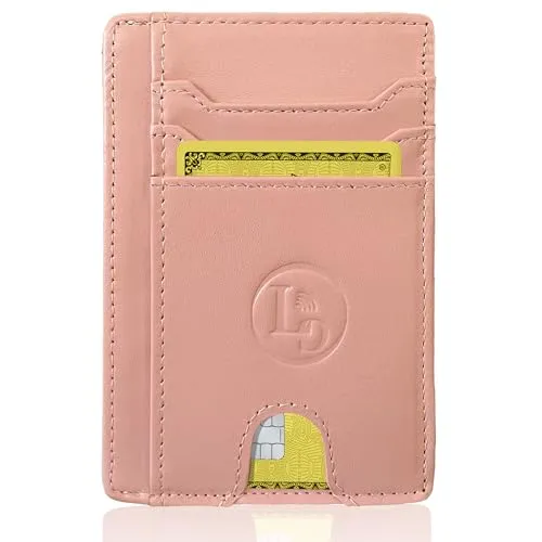 Kartenetui Damen aus echtem Leder – RFID Schutz – Slim Portemonnaie für Karten und Geld – Kompakt, elegant