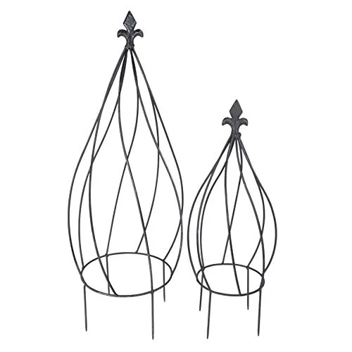 Spetebo Metall Rankhilfe Zwiebel Form - 2er Set - Rankstäbe aus robustem Metall in Zwiebel Form, ideal für eine dekorative Pflanzenstütze im Garten. Inklusive integrierter Erdspieße für sicheren Halt.