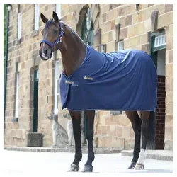 Kerbl Bucas Prize Cooler Pferdedecke 145 Navy/Gold - Abschwitzdecke für Pferde, atmungsaktiv und bestickbar, ideal für den Einsatz nach dem Training in stilvollem Navy/Gold.