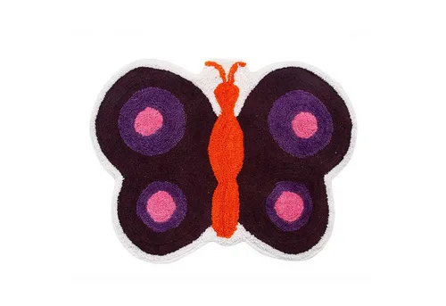 Homescapes Teppich Kinderteppich lila Schmetterling 100% Baumwolle, Höhe: 20 mm