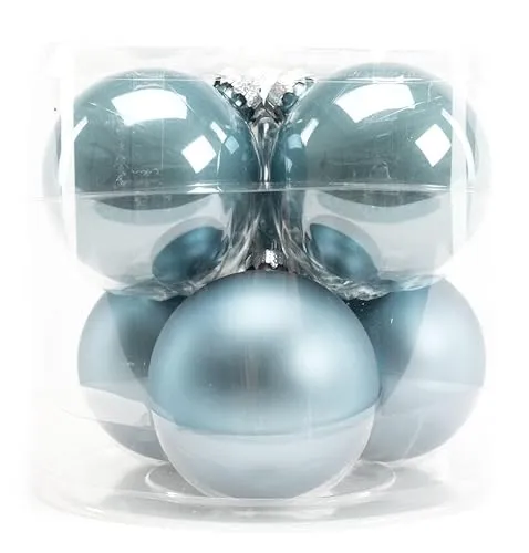 TrendLine Weihnachtskugeln Glas Ø80mm 6Stk dämmerungsblau Christbaumkugeln Xmas