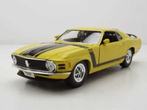 Ford Mustang Boss 302 1970 Modellauto 1:24 Welly - Detailgetreues Modellauto im Maßstab 1:24, mit öffnenden Motorhaube und Türen, ideal für Sammler und Fans klassischer Sportwagen.