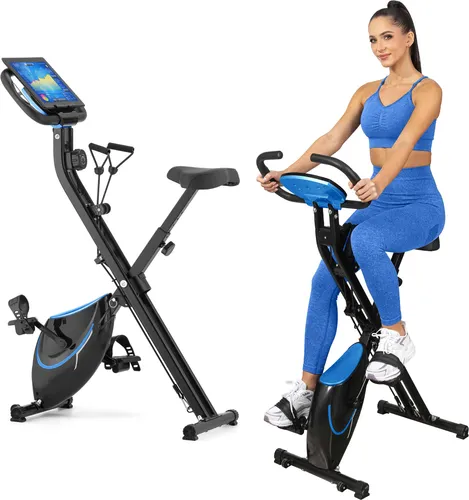 Gymtek® Klappbar Magnetischer Heimtrainer Fahrrad für Zuhause - bis 120kg - 8 Widerstandsstufen, 4kg Schwungmasse - LCD Display - für Home Gym Fitness