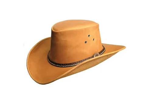 Outbacker Cowboyhut - Robuster australischer Lederhut mit formbarer Krempe - Caps & Hüte, 100% Leder, ideal für jedes Wetter, passt perfekt mit Größe XXL (62-63 cm)