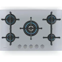 Klarstein Illuminosa 5 Gaskochfeld - Kochfeld mit 5 Sabaf-Brennern, darunter ein 4 kW Wokbrenner, für optimale Kochleistung und Sicherheit dank Flammenausfallschutz und elektrischer Zündung.