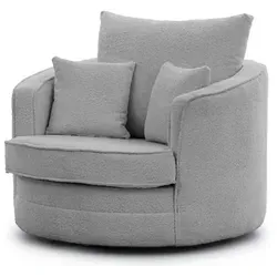S-Style Möbel Drehsessel Ted Love Seat XXL - 360° drehbar aus Boucle-Stoff - Funktionssessel mit 360° Drehfunktion, luxuriösem Bouclé-Stoff und optimalem Sitzkomfort dank Wellenfederung. Inklusive 3 Kissen für zusätzlichen Komfort.