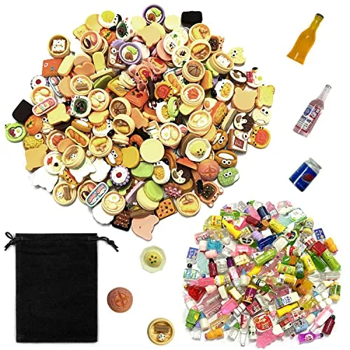 50er-Pack Mini-Essens- und Getränkemodelle mit 1 schwarzer Aufbewahrungstasche, Kinderspielset, Rollenspielspielzeug für Kinder, Heimwerkerbedarf, vorgetäuschte Küchenaccessoires (zufällige Stile)