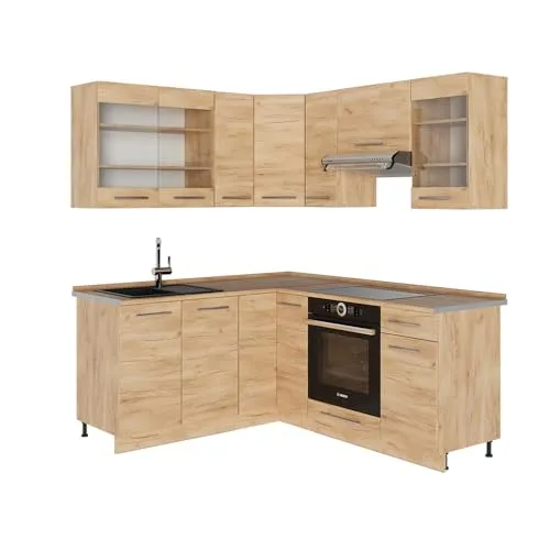 Vicco Winkelküche Fame-Line, Goldkraft Eiche, 190 x 46 cm von Vicco