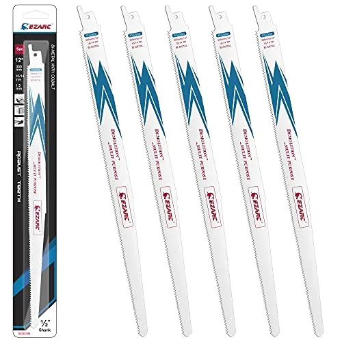 EZARC Säbelsägeblätter Sägeblatt Set für Holz Stahl Mehrzweck Bi-Metall Cobalt R1225DG 300mm 10/14TPI(5 Stück)