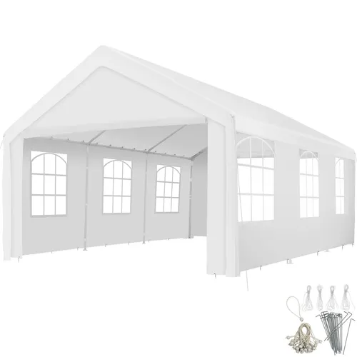 tectake® Pavillon 6 x 4 m mit Klicksystem - Robuster Garten Pavillon mit 4 Seitenteilen, pulverbeschichtetem Stahlgestell und inklusive Spannseilen und Heringen für optimalen Wetterschutz.