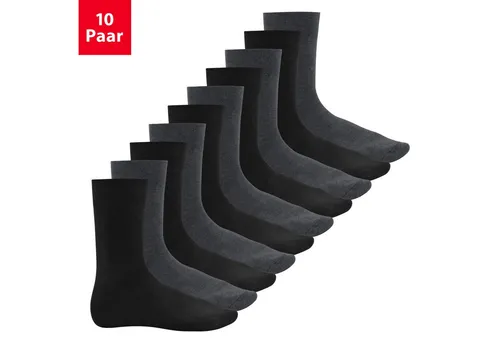 Footstar Basicsocken 10 Paar Baumwollsocken Handgekettelte flache Spitze