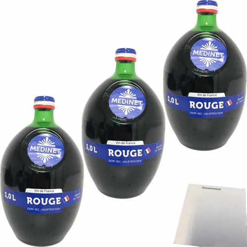 Medinet Rouge Rotwein halbtrocken rot vollmundig fruchtig 12%vol. 3x1 Liter usy