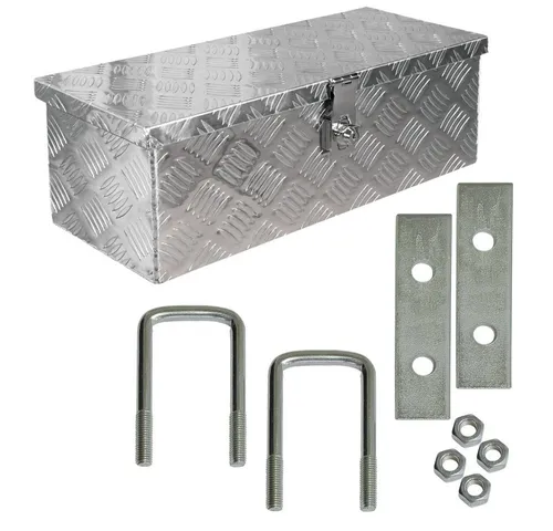 Truckbox Deichselkasten D025 inkl. Montagesatz - Zubehör für Autoanhänger: Robuste Aluminium Deichselbox mit Schlüssel und einfachem Montagesatz, ideal zur sicheren Aufbewahrung von Werkzeug und Materialien.