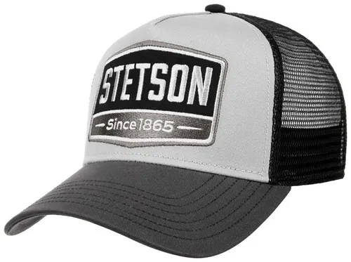 Stetson Highway Trucker Cap - Herren Snapback Cap in Grau-Schwarz - Baseball Caps für Herren mit verstellbarem Snapback-Verschluss für optimalen Tragekomfort und trendigem Vintage-Look, ideal für Sommer und Winter.