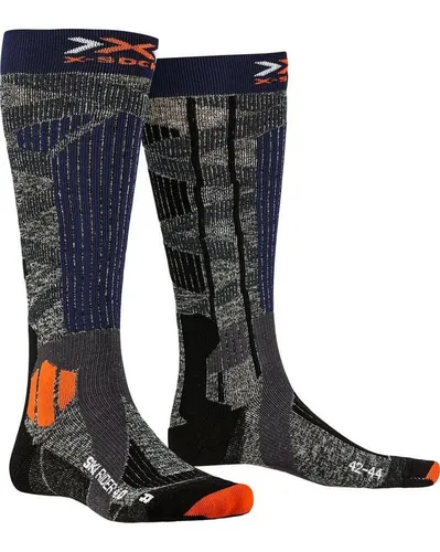 X-Socks Skisocken Ski Rider 4.0 - Anthrazit/Blau für Herren - Skisocken der Kategorie Wintersport, mit 15 Innovationen für optimalen Komfort und Schutz, inklusive effektivem Belüftungssystem und Muskelunterstützung für maximale Leistungsfähigkeit.
