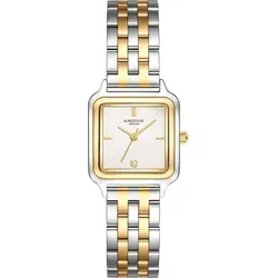 Glanzstücke München Armband-Uhr Silber/Gelbgold - Elegante Damenuhr mit quadratischem Gehäuse in Silber und Gelbgold. Das mattierte Zifferblatt und das robuste Edelstahlarmband bieten Stil und Komfort für jeden Anlass.
