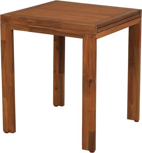 MERXX Ausziehbarer Gartentisch für den Balkon - Praktischer Balkonausziehtisch aus geöltem Akazienholz, von 65 x 70 cm auf 130 cm ausziehbar. Ideal für entspannte Stunden im Freien und fügt sich harmonisch in Ihren Außenbereich ein.