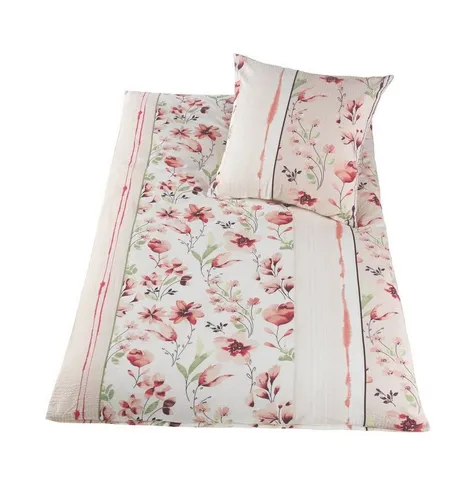 Optidream Bettwäsche Baumwoll Seersucker 135x200 cm rosa - Hochwertige Optidream Bettwäsche aus 100% Baumwolle (135x200 cm) mit modernem geometrischen Design. Pflegeleicht und bügelleicht für erholsame Nächte und ein stylisches Schlafzimmer.