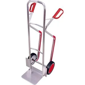 VARIOfit Sackkarre Alu-Kufenkarre - Tragkraft 200kg - Leichte Aluminium-Stapelkarre mit pannensicheren Vollgummireifen, ideal für sichere Transporte von schweren Gütern bis 200kg. Perfekt für Gewerbe und Haushalt!