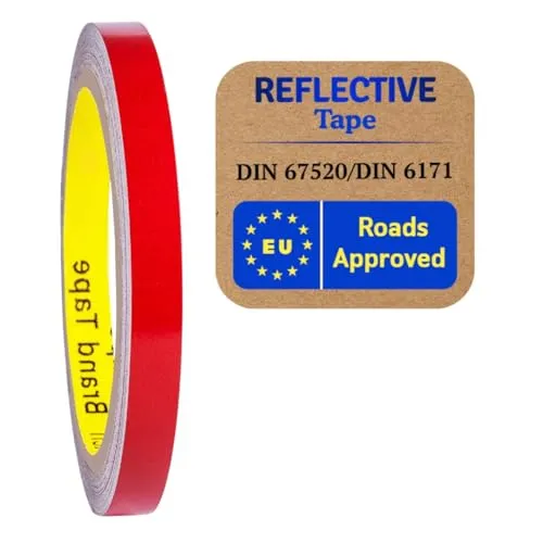 SOLNIT Reflektorband Reflektorfolie reflektierendes Klebeband Sicherheitswarnband Wasserdicht Reflexfolie hergestellt mit 610C (Red, 15 mm x 10 meter)