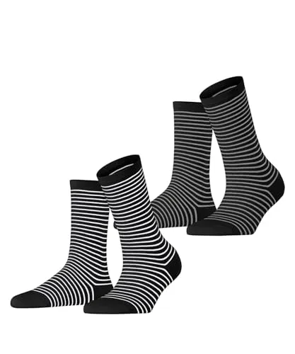 ESPRIT Damen Socken Fine Line Multipack W So Baumwolle gemustert 2 Paar, Mehrfarbig Black Mix 0050, 39-42