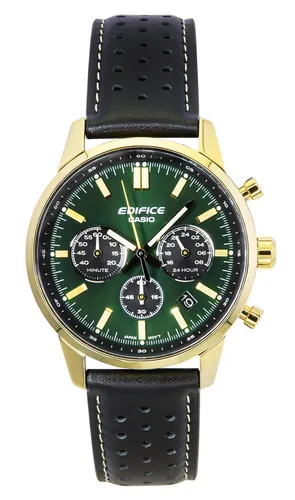 Casio Edifice Quarz Chronograph Leather Strap Green Dial EFR-575CL-3A Herrenuhr