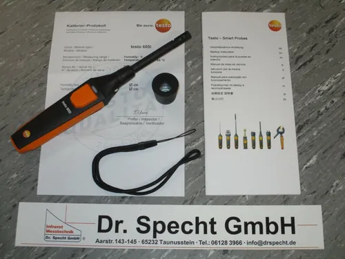 Testo 605i Luftfeuchtemessgerät (Hygrometer) - Präzises Hygrometer für Smartphone-Nutzung, misst Luftfeuchtigkeit und Temperatur, ideal für Räume und Kanäle, inklusive Smart Probes App für einfache Datenanalyse.