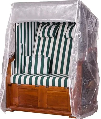 Strandkorb Schutzhülle Basic PVC Zweisitzer Größe L - Abdeckhauben für Strandkörbe, lichtdurchlässig und wasserdicht, schützt Ihren Strandkorb vor Witterungseinflüssen und ermöglicht Nutzung im Winter.