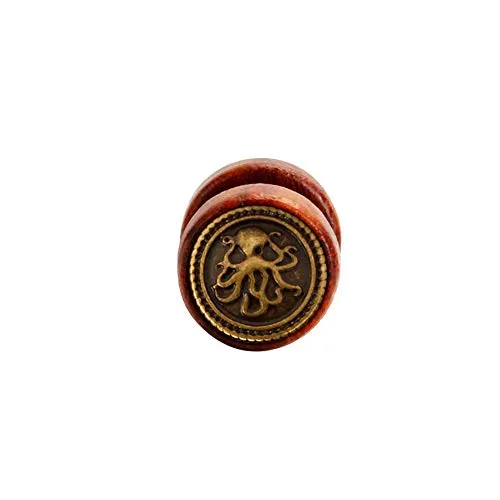 BlackAmazement Fake Plug 316L Edelstahl & Holz Oktopus Krake Maritim Seefahrer braun Silber Herren Damen