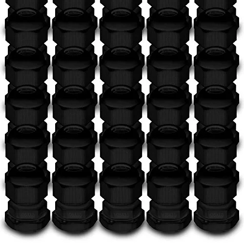 ARLI Kabelverschraubungen M16 x 1,5 mm metrisch IP68 40x M 16 Kabel Verschraubung 4-8 mm schwarz Gegenmutter wasserdicht Kunststoff - 40 Stück