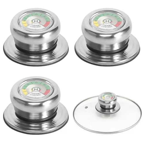 Stück Topfdeckelgriff mit Thermometer - Hitzebeständiger Edelstahlknopf für Pfannen & Töpfe - Pfannen- & Topfgriffe mit integriertem Thermometer für präzise Temperaturkontrolle beim Kochen. Ideal für verschiedene Kochgeschirrdeckel und einfach zu reinigen.