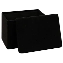 Faltbarer Sitzhocker Bouclé Schwarz mit Stauraum