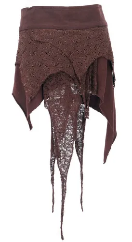 Guru-Shop Psytrance Wickelrock in Braun - Stylischer Wickelrock aus 100% Baumwolle für Damen, perfekt für Festivals oder den Alltag. Flexibel in der Größe und mit einem besonderen Elfenlook.