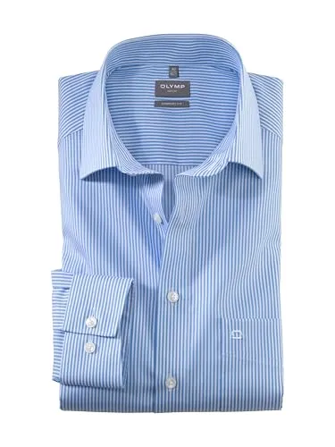 OLYMP Businesshemd Luxor comfort fit blau 41 - Elegantes Businesshemd in blau mit Kentkragen und langen Ärmeln. Aus 100% Baumwolle gefertigt, bietet es hohen Tragekomfort und ist pflegeleicht. Ideal für den professionellen Einsatz.